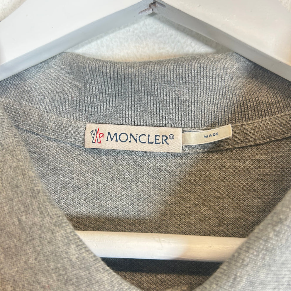 Moncler Grey Double Patch Logo Polo Size XL