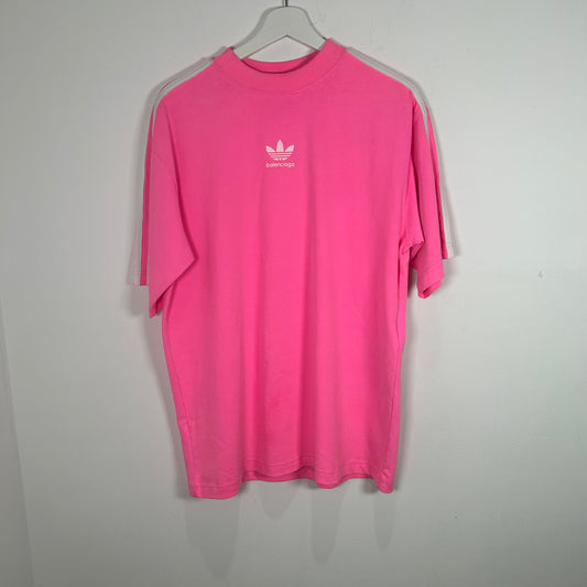 Balenciaga X Adidas 3-Stripe Pink T-Shirt Size S