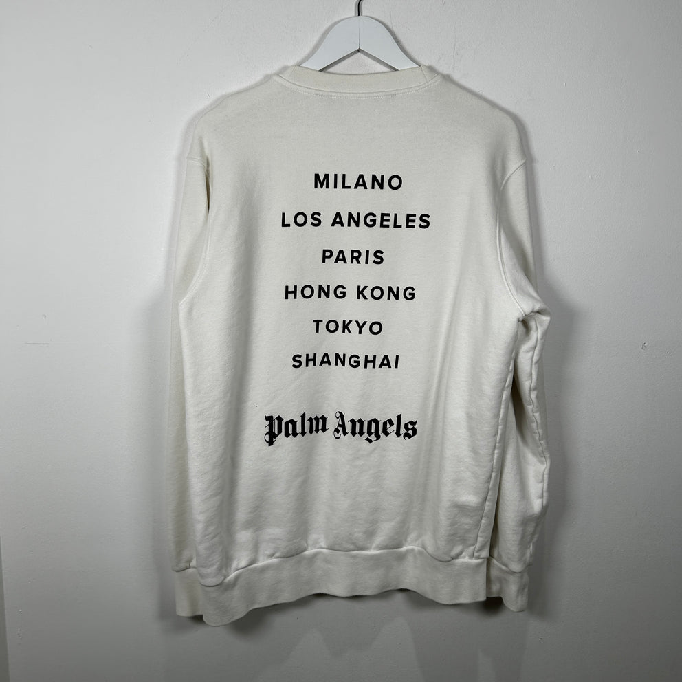 Palm Angel Graffiti Logo White Crewneck Size S