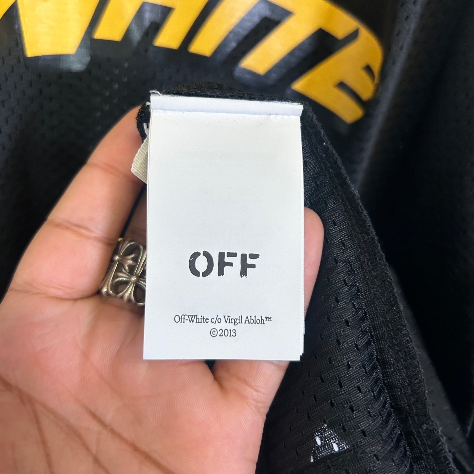 Off-White Black/Yellow Mesh Football Jersey Size L