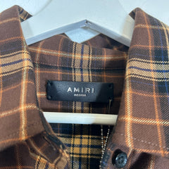 Amiri Brown Plaid Check Flannel Shirt Size M