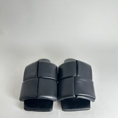 Bottega Veneta Black Nappa Leather Intreccio Sandals Size 43