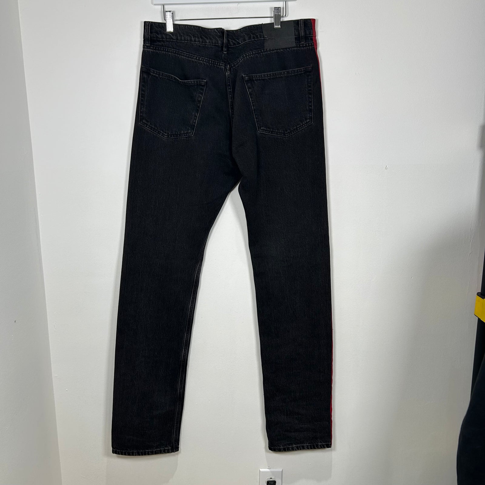 Balenciaga Red Striped Black Jeans Size 34