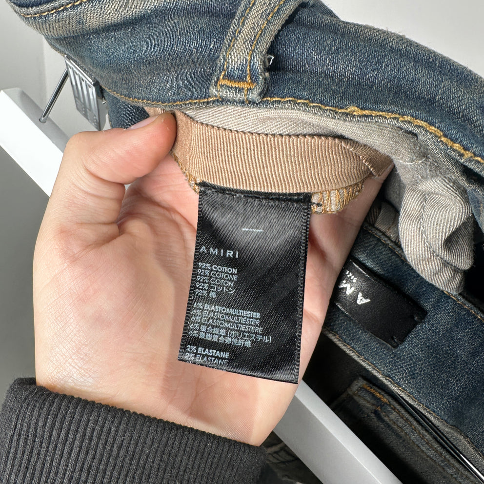Amiri Blue Washed Plaid MX1 Jeans Size 31