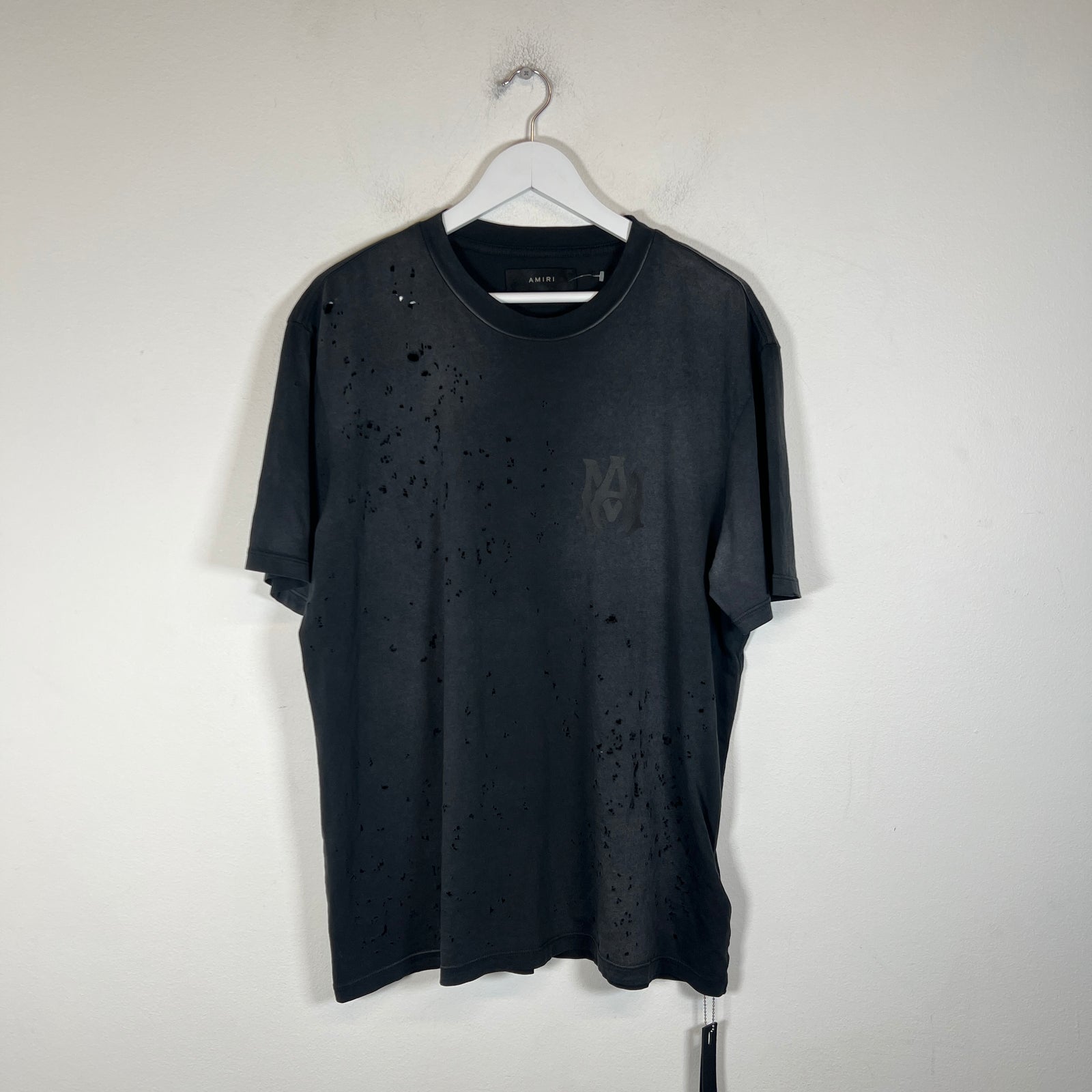 Amiri Black Distressed Logo T-Shirt Size L