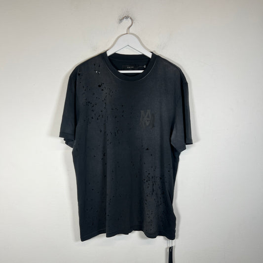 Amiri Black Distressed Logo T-Shirt Size L