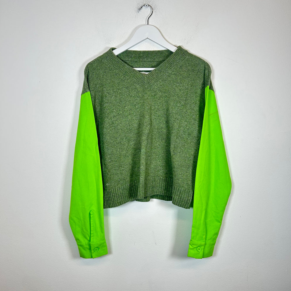 MM6 Green/Neon Cropped Sweater Size L