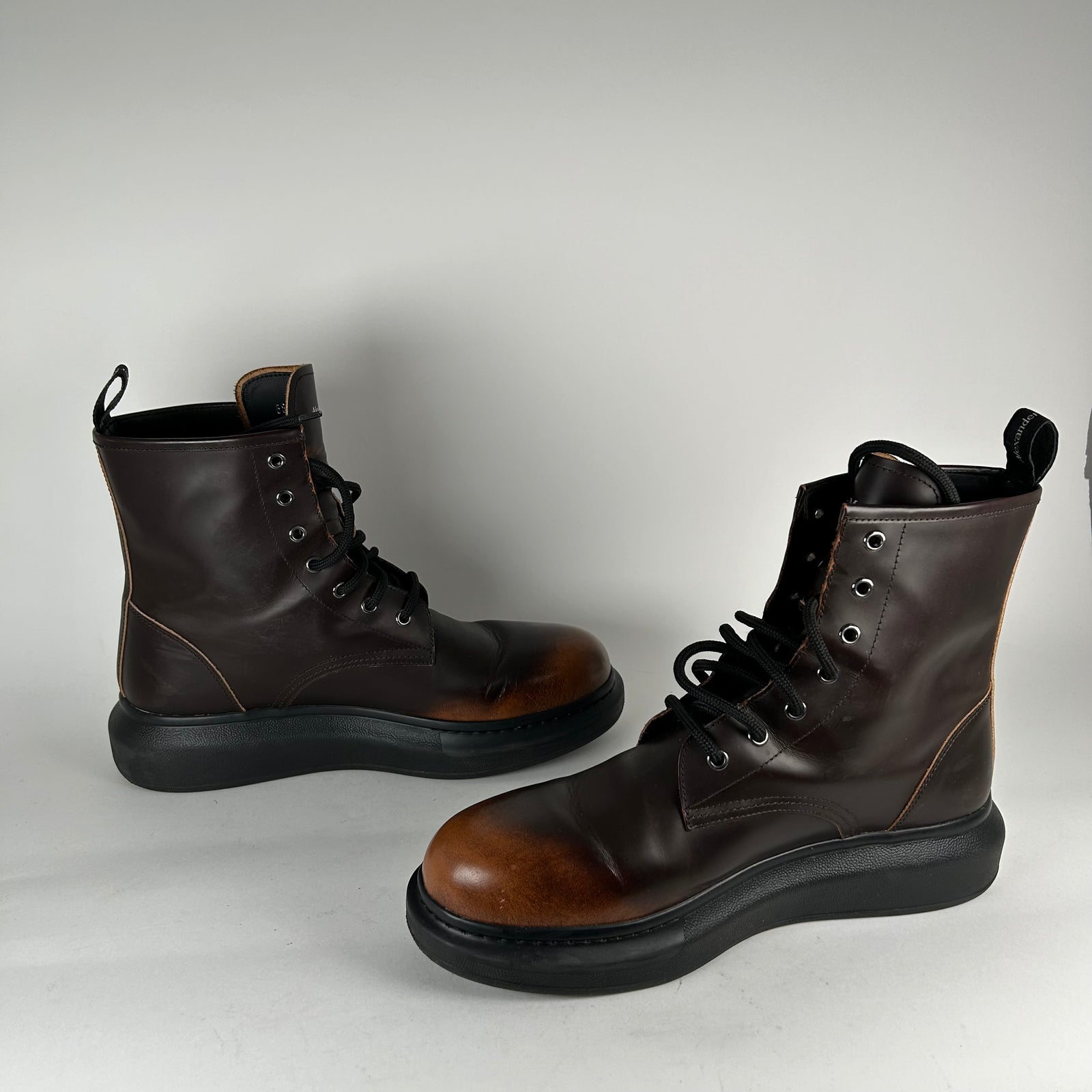 Alexander Mcqueen Brown Leather Boots Size 42