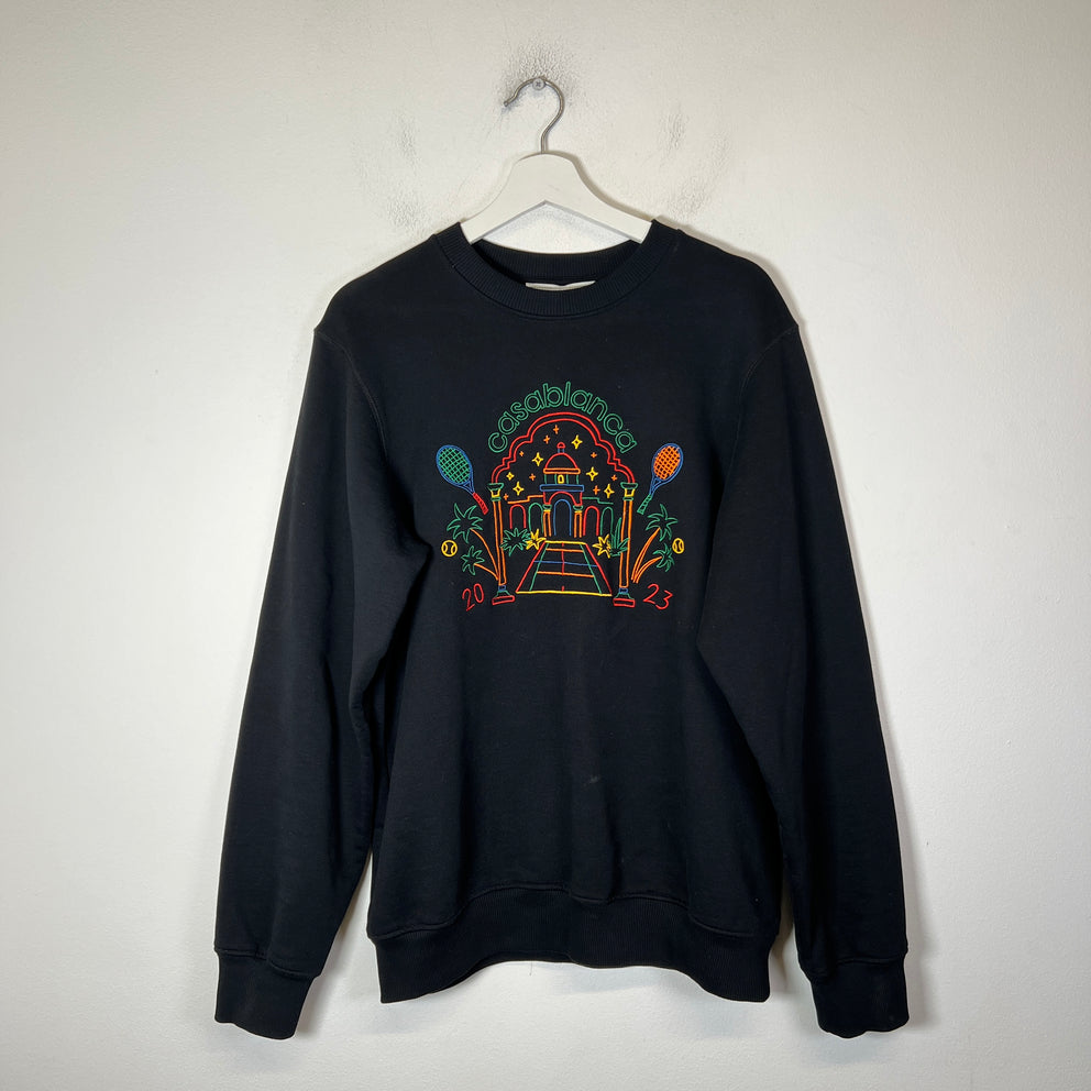 Casablanca Black Rainbow Crayon Embroidered Sweatshirt Size S