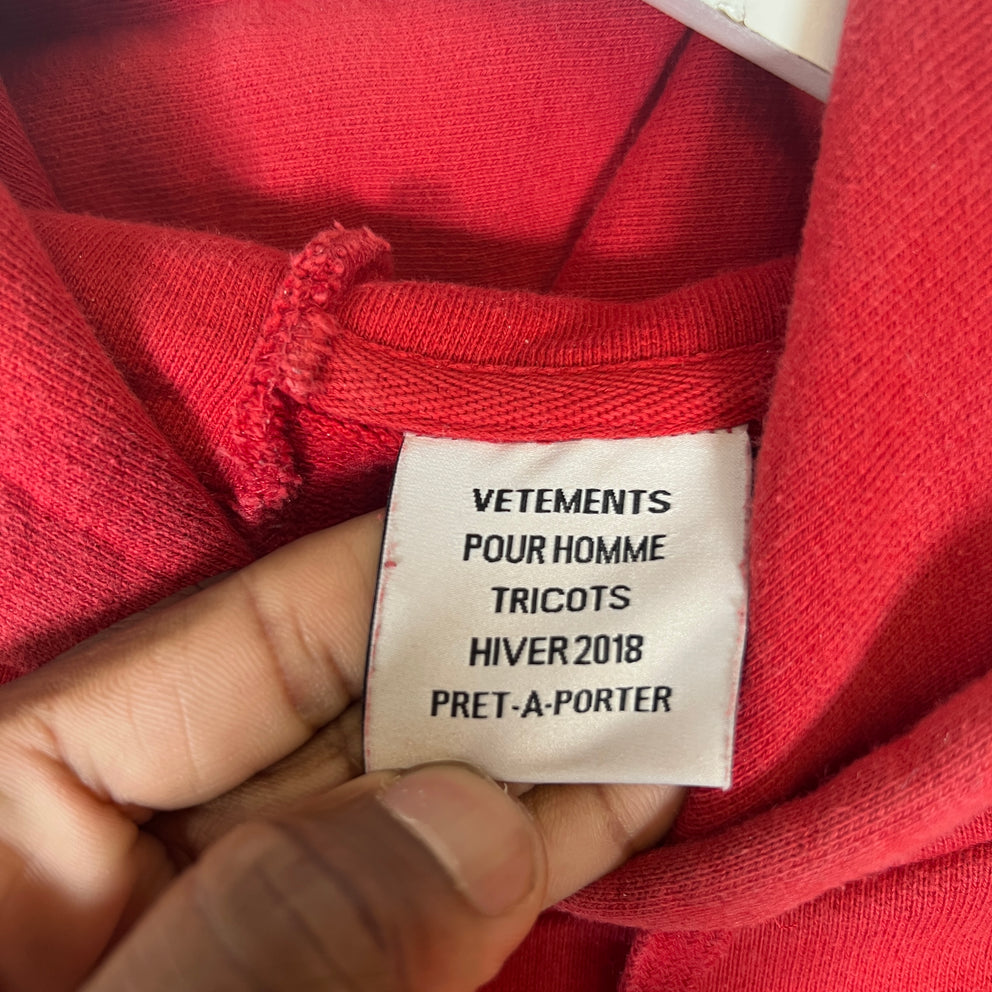 Vetements Red Antwerpen Cut Hoodie Size S