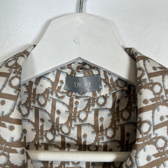 Dior Tan Oblique Silk Button Up Shirt Size M