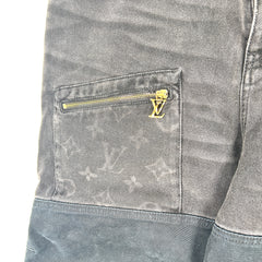 Louis Vuitton Black Monogram Work Denim Jeans Size 32