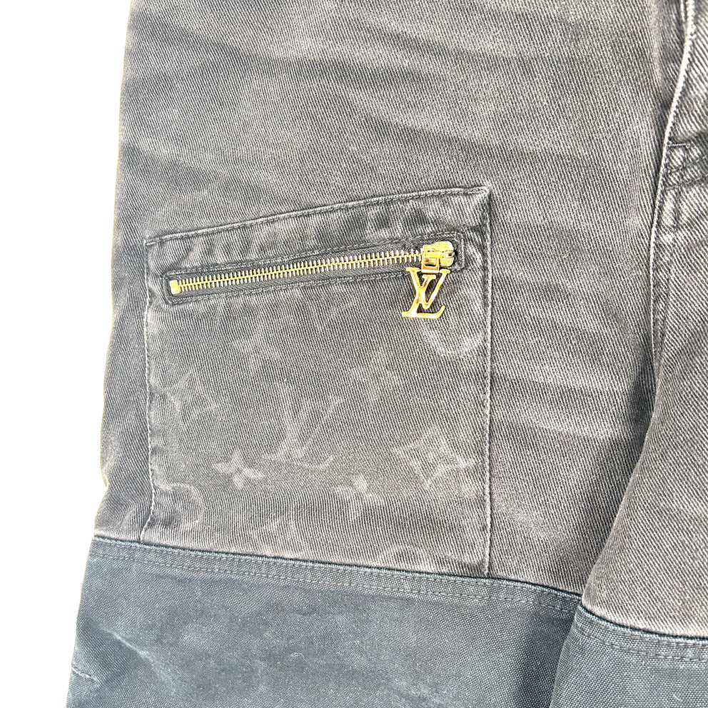 Louis Vuitton Black Monogram Work Denim Jeans Size 32