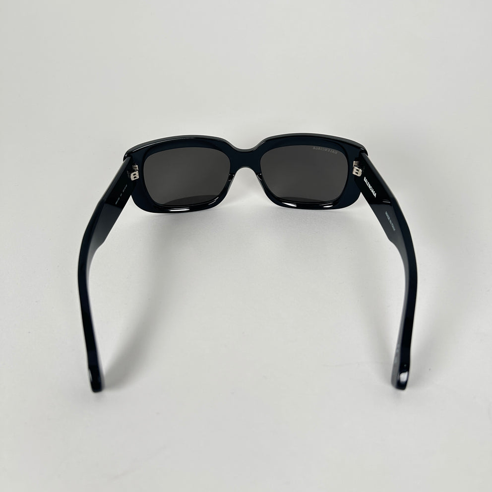 Balenciaga Black Rounded Square Logo Sunglasses
