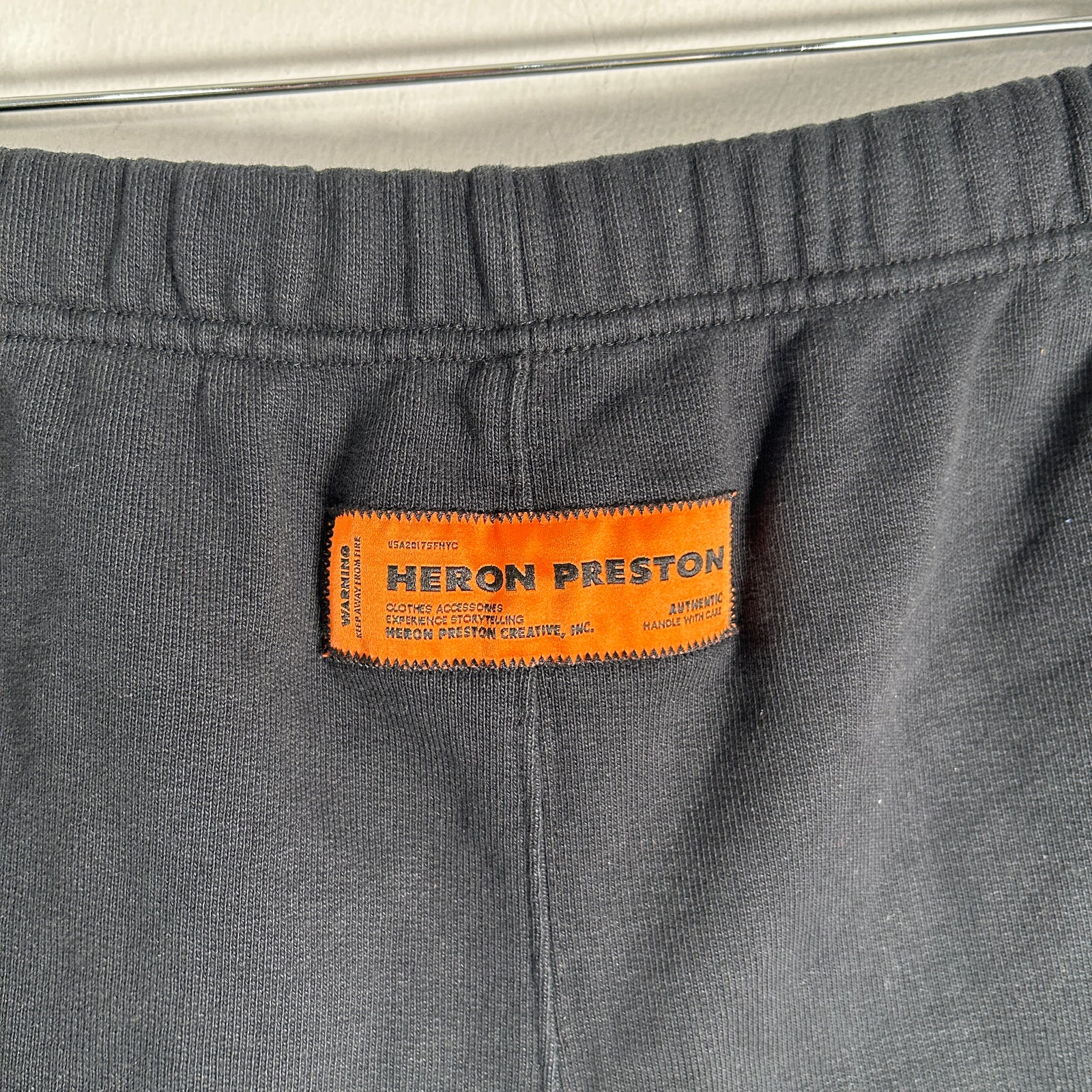 Heron Preston Black Logo Print Shorts Size S