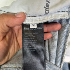 Balenciaga Lightwash Distressed Relaxed Fit Jeans