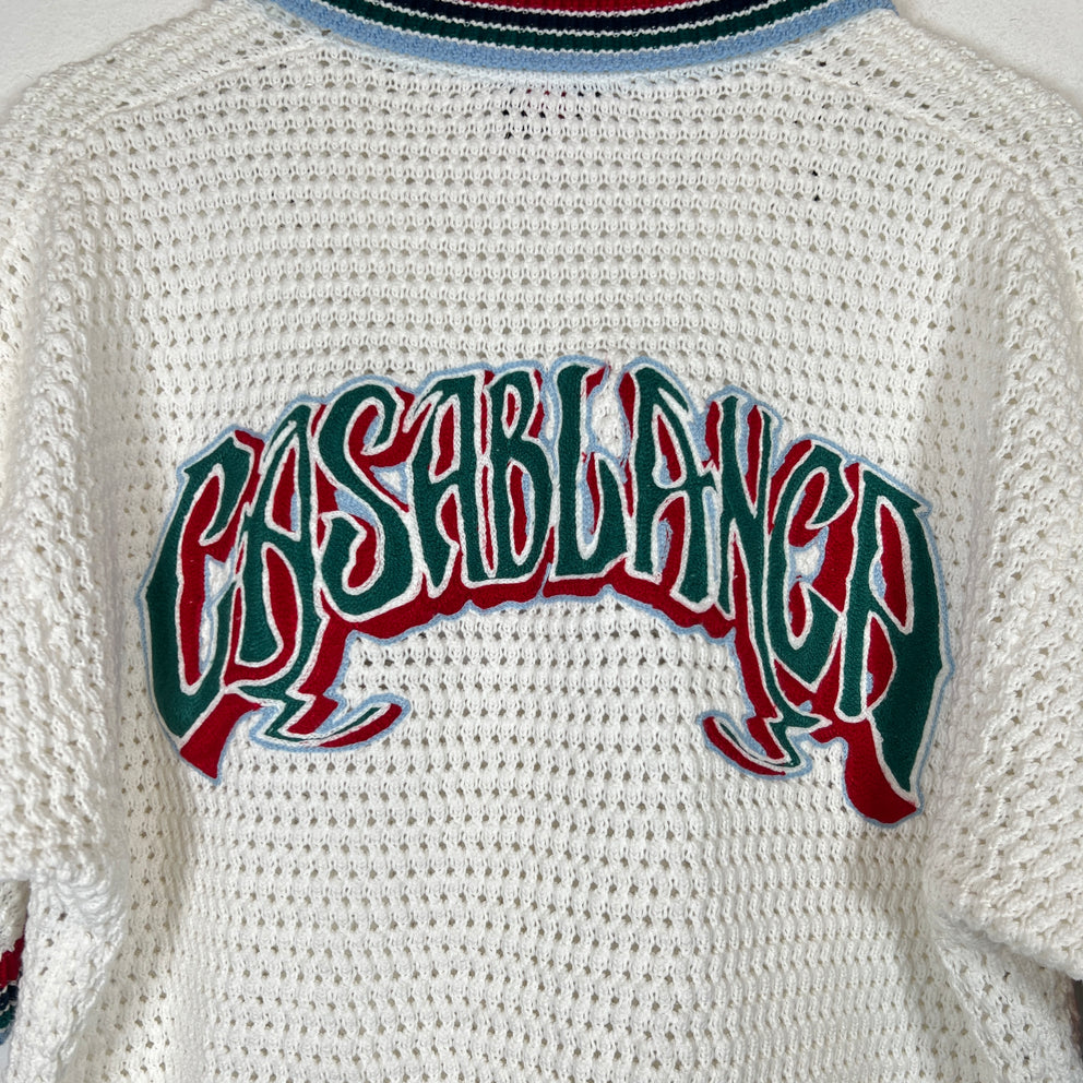 Casablanca White Sporty Faux Crochet Shirt Size XS
