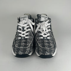 Chanel Tweed Technical Knit Interlocking CC Trainer Size 45