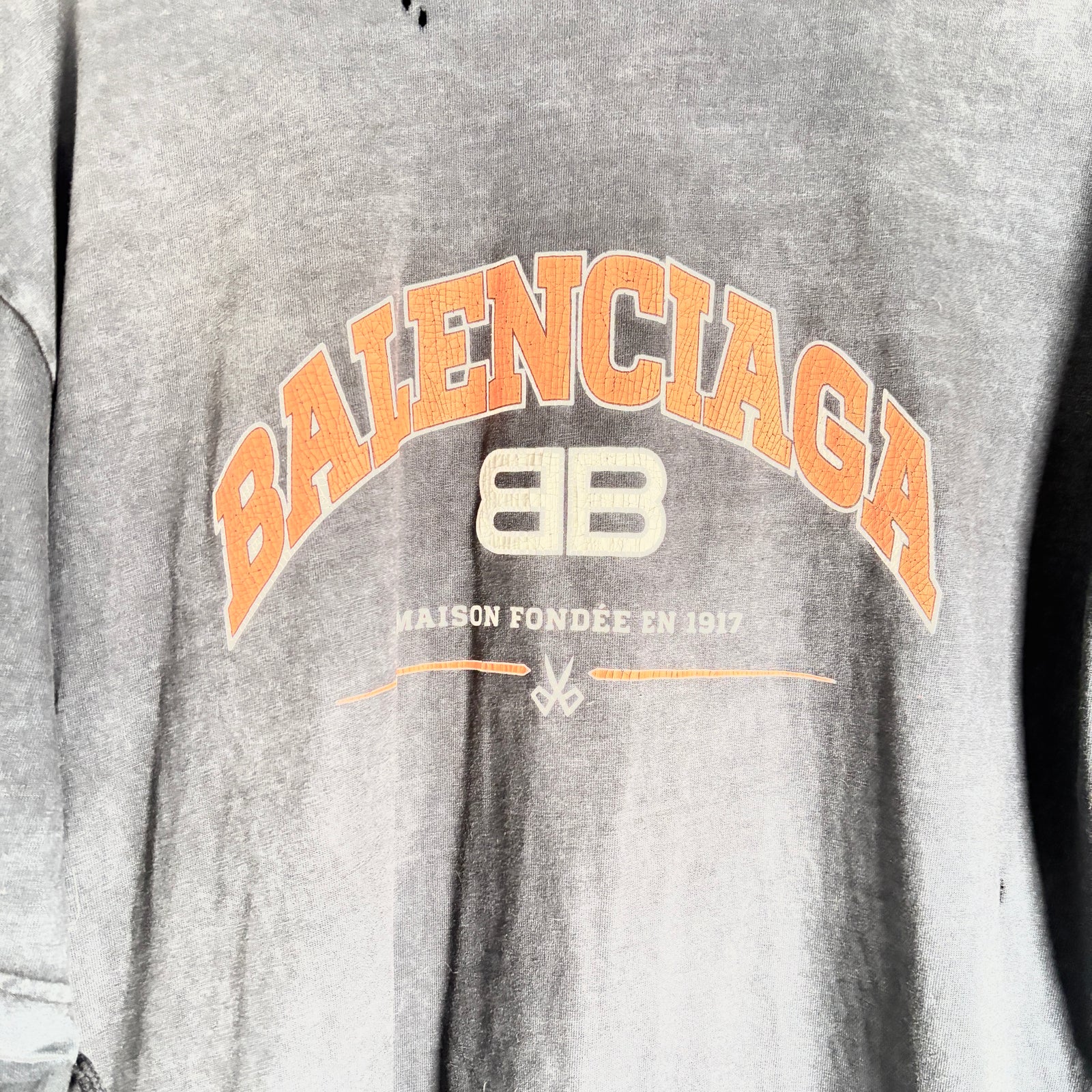 Balenciaga Black/Orange Maison 1917 T-Shirt Size L