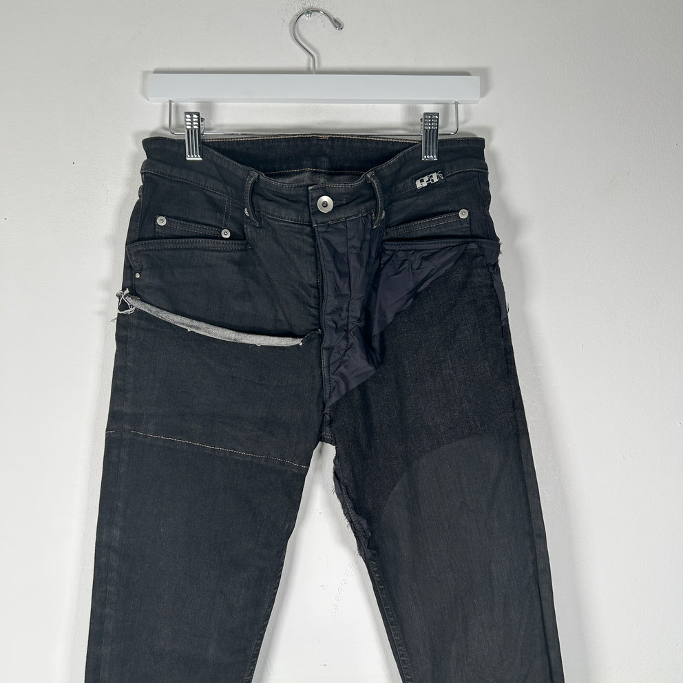 Rick Owens Triple Black Patchwork Tyrone Jeans Size 31