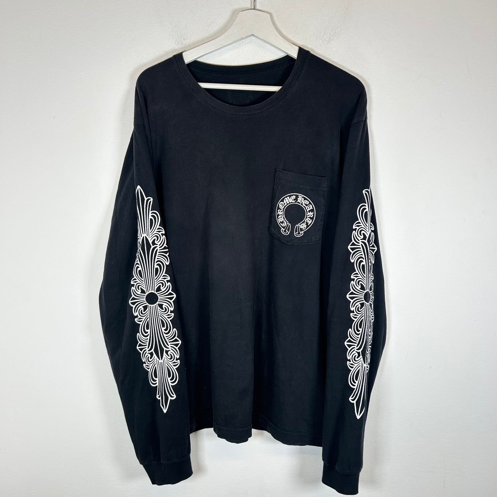 Chrome Hearts Black Horseshoe Floral Longsleeve Size XL