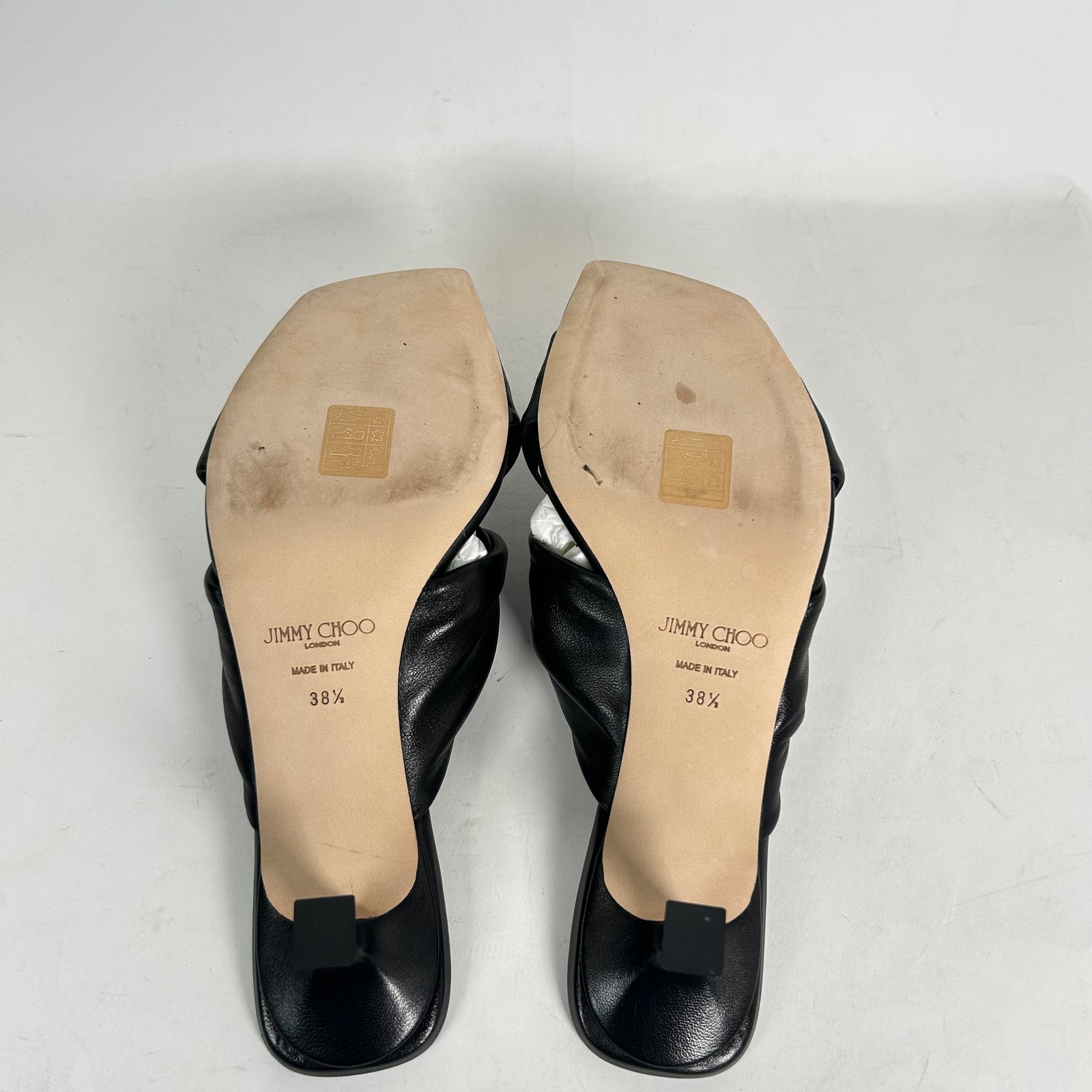 Jimmy Choo Black 85 Avenue Leather Sandal Size 38.5