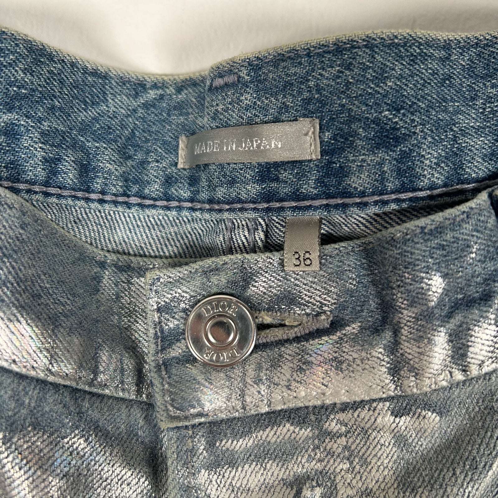 Dior Metallic Mirror Waxed Jeans Size 36