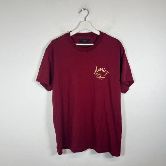 Amiri Burgundy Hollywood Logo T-Shirt Size L