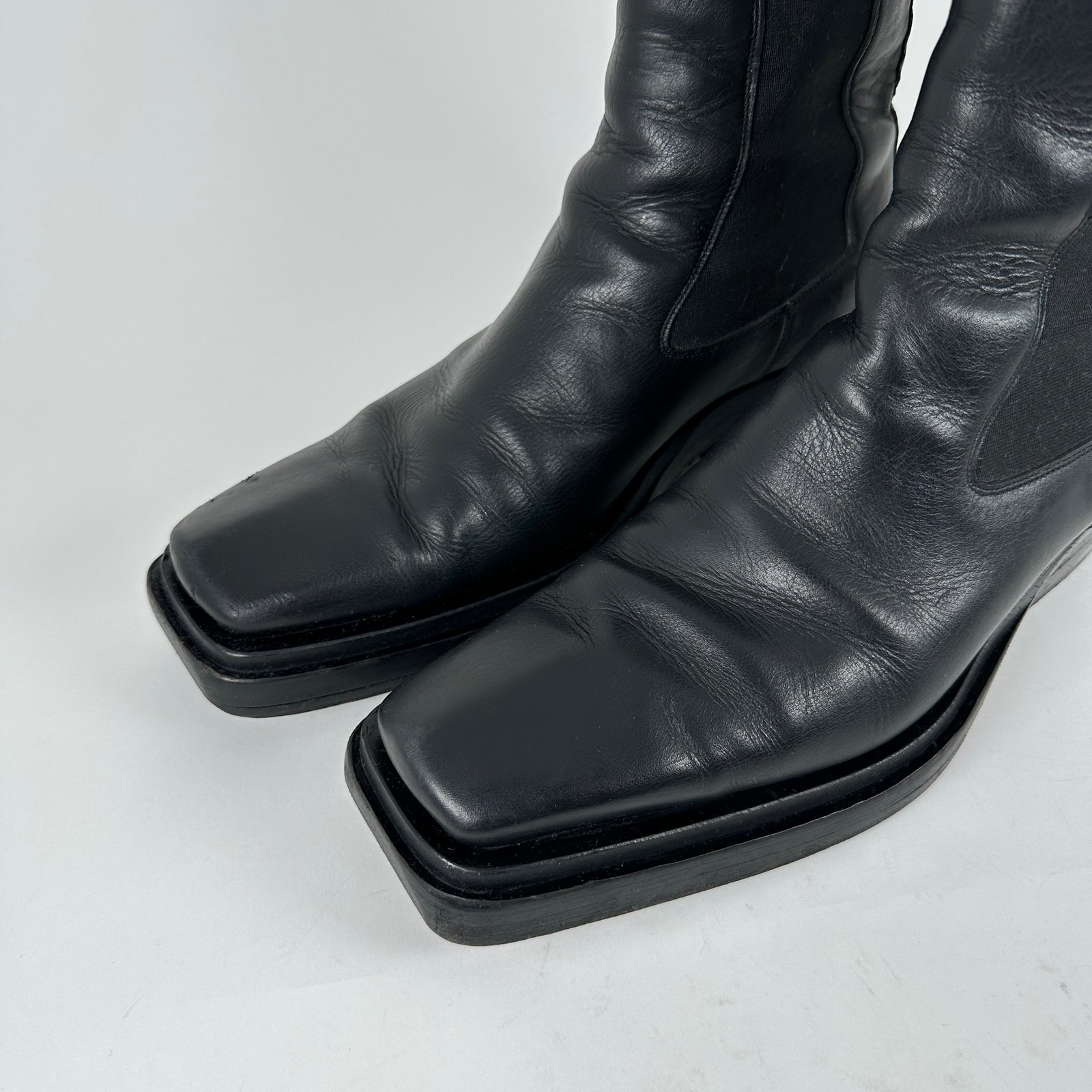 Bottega Veneta Lean Black Leather Boots Size 43.5