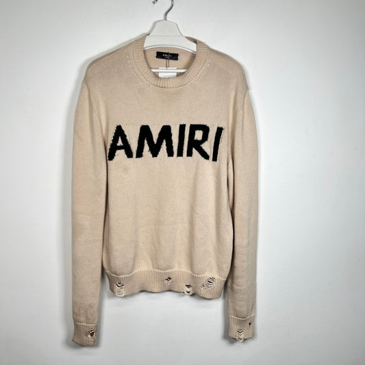 Amiri Spellout Logo Knit Sweater Size XL