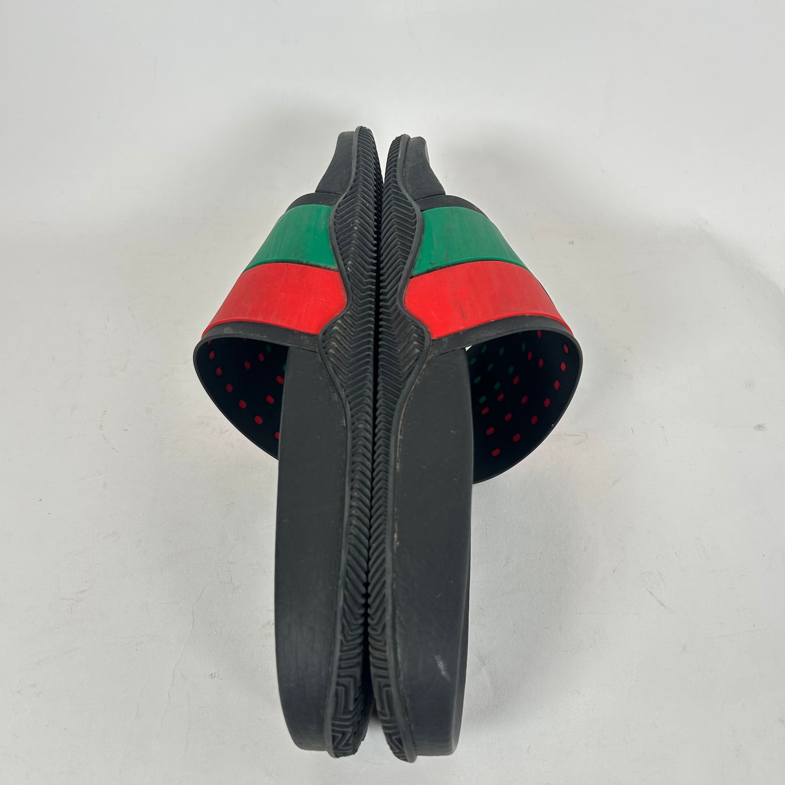 Gucci Red/Green Striped GG Rubber Slides Size GG 7