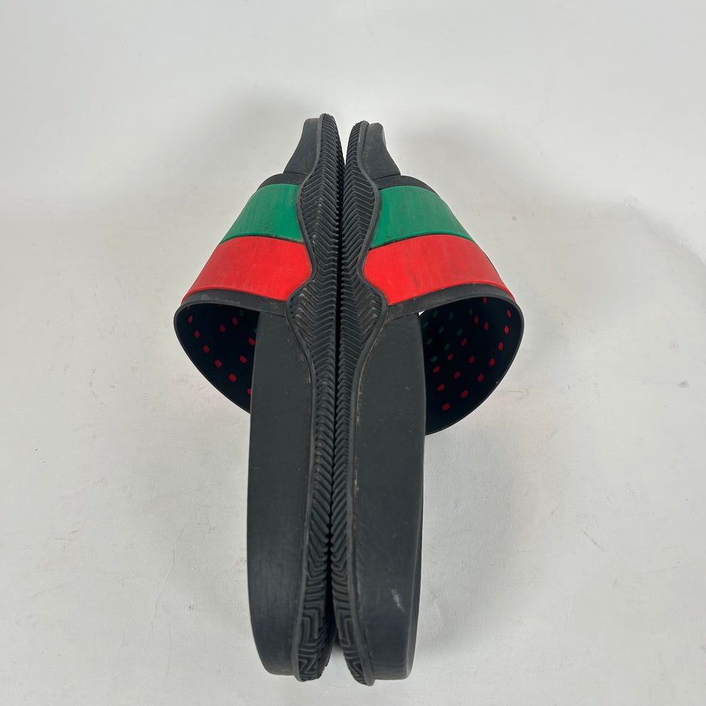 Gucci Red/Green Striped GG Rubber Slides Size GG 7