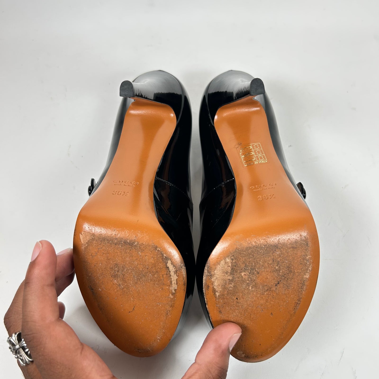Gucci Black Patent Leather Mary Janes Size 36.5
