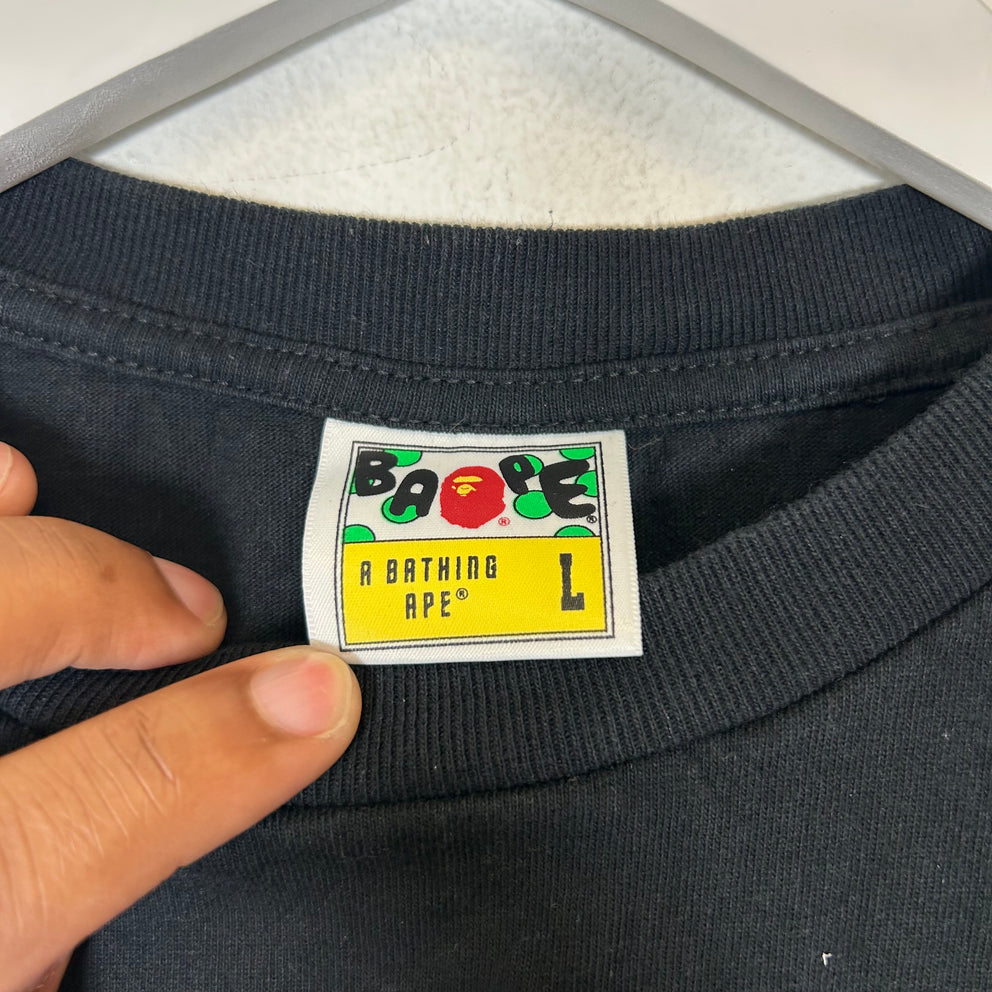 Bape Black Ape Head Apple Tee Size L