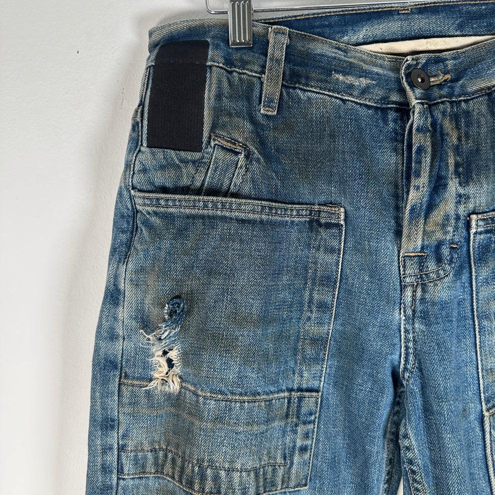 Rick Owens Vintage Slab Blue Distressed Jeans Size 30