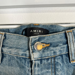 Amiri Palm Trees Lightwash Denim Shorts