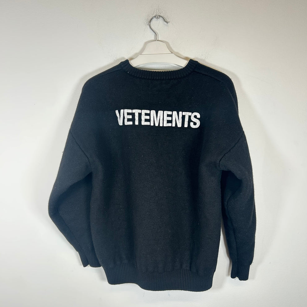Vetements Black Iconic Logo Wool Sweater Size M