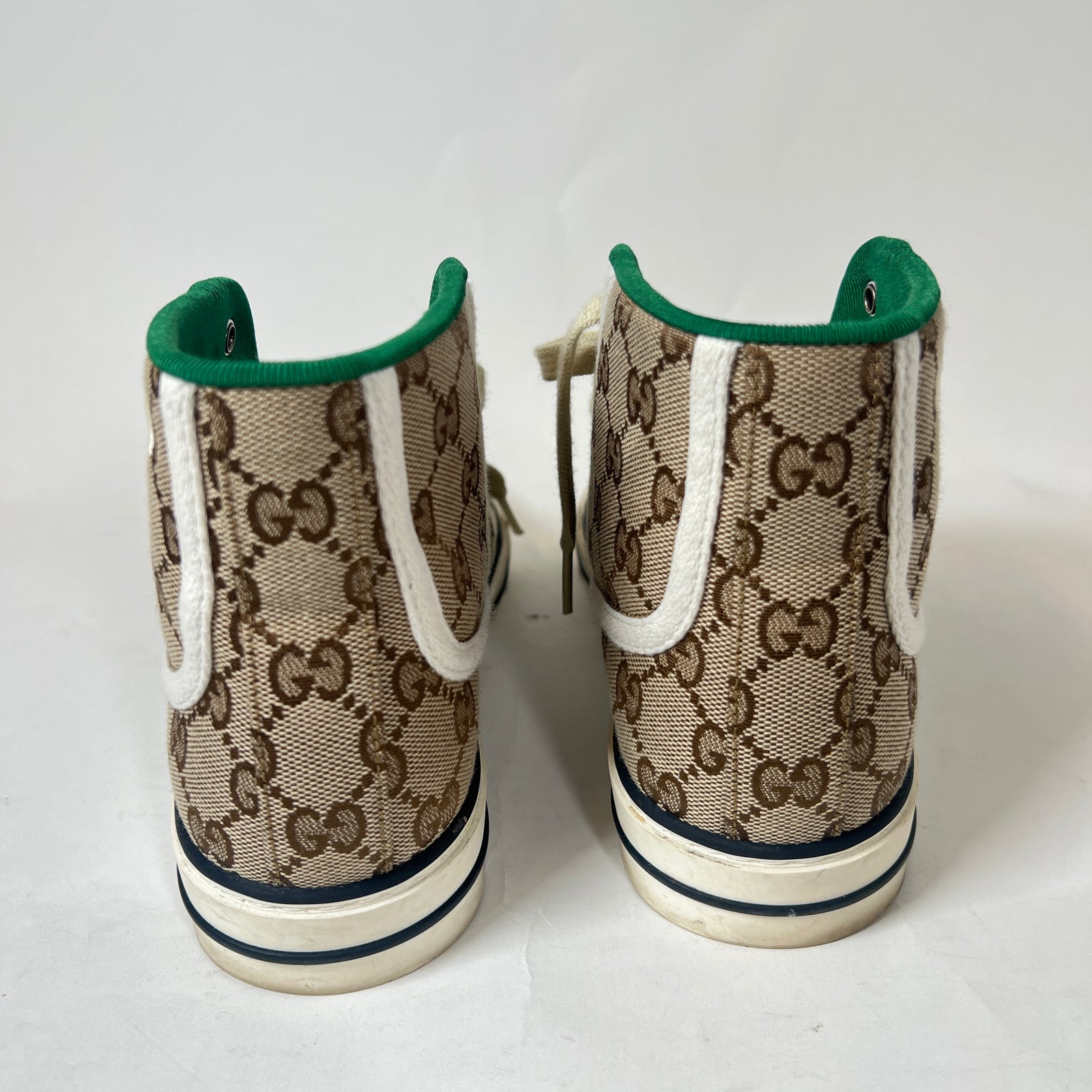 Gucci Beige Tennis 1977 Canvas High-Top Sneaker Size GG 38.5