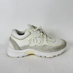 Chanel White Suede Calfskin Runner Size 37