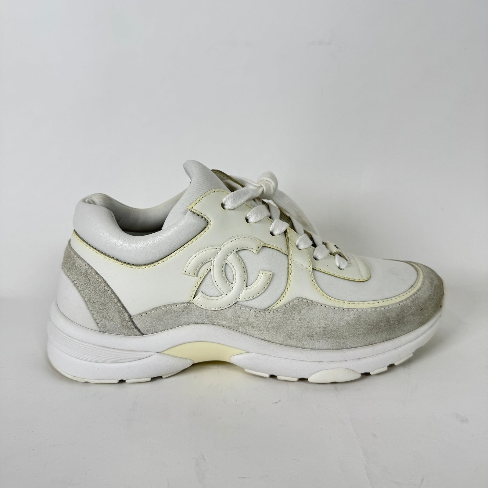 Chanel White Suede Calfskin Runner Size 37