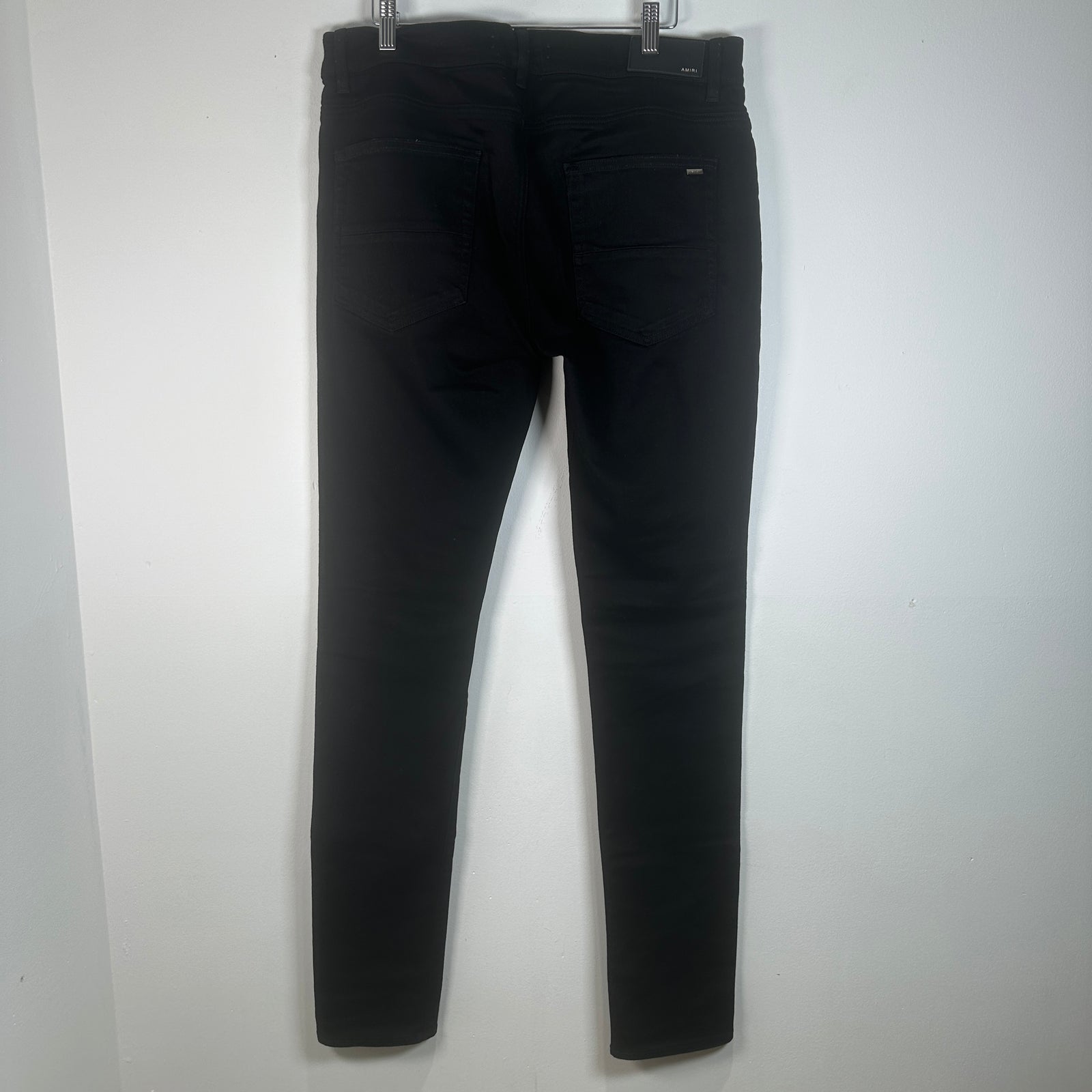 Amiri MX1 Black Leather Patch Jeans Size 34