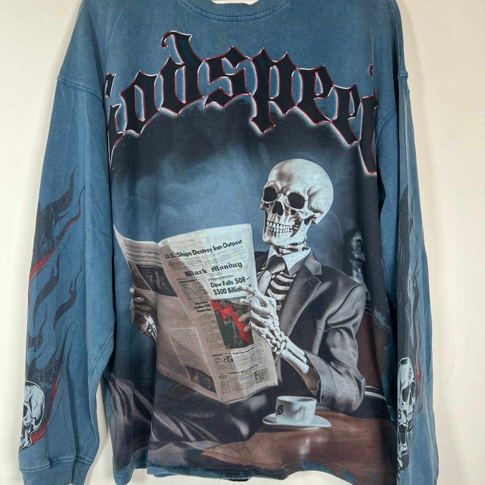 Godspeed Teal Black Monday Longsleeve Size M
