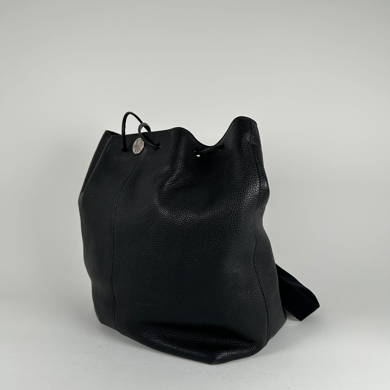 The Row Black Leather Bucket 10 Backpack