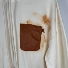 Loewe Leather Pocket White Hoodie Size M