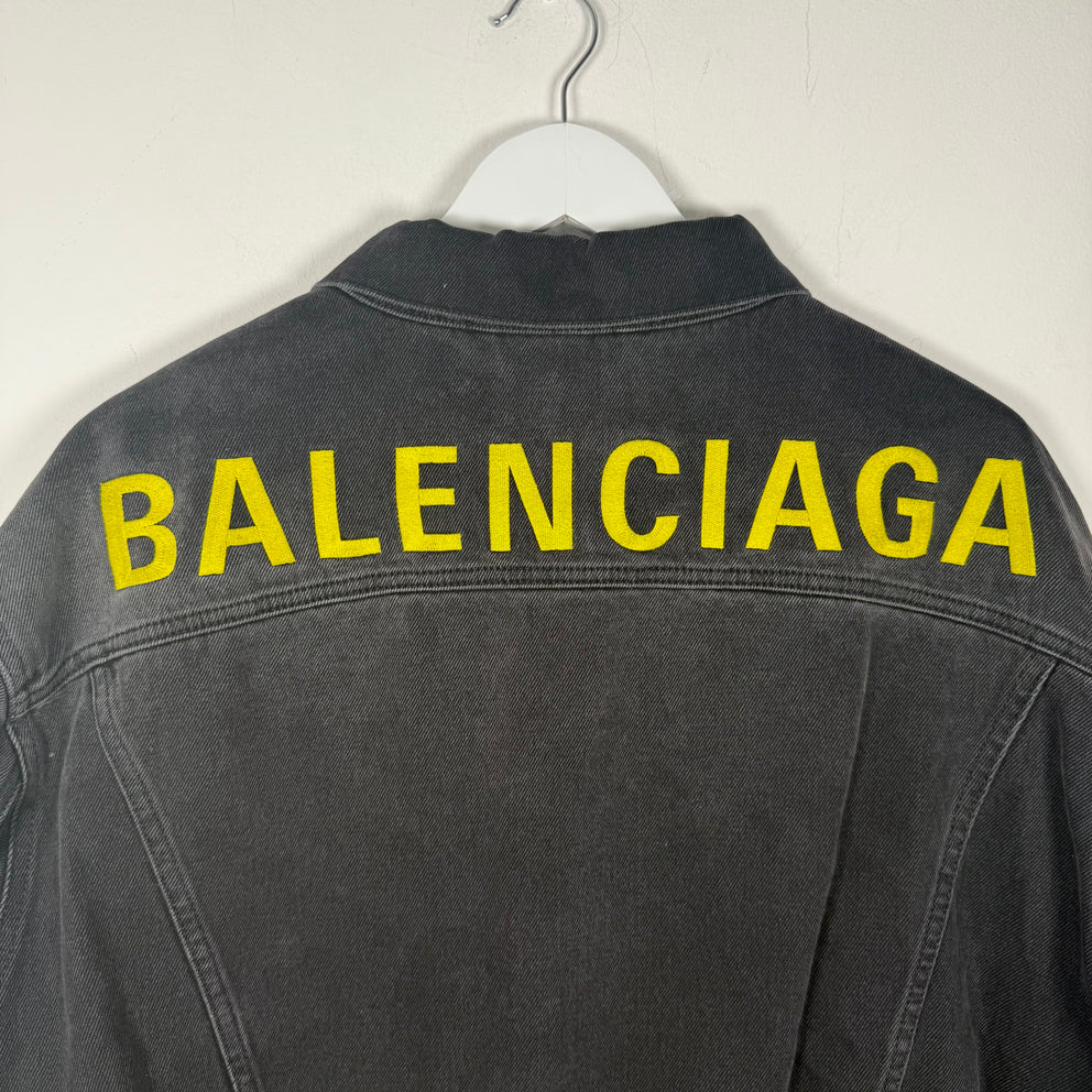Balenciaga Spell Out Logo Black Jean Jacket Size XL