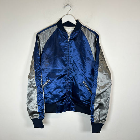 Comme Des Garcons SHIRT Boys Navy/Grey Satin Bomber Jacket Size XS
