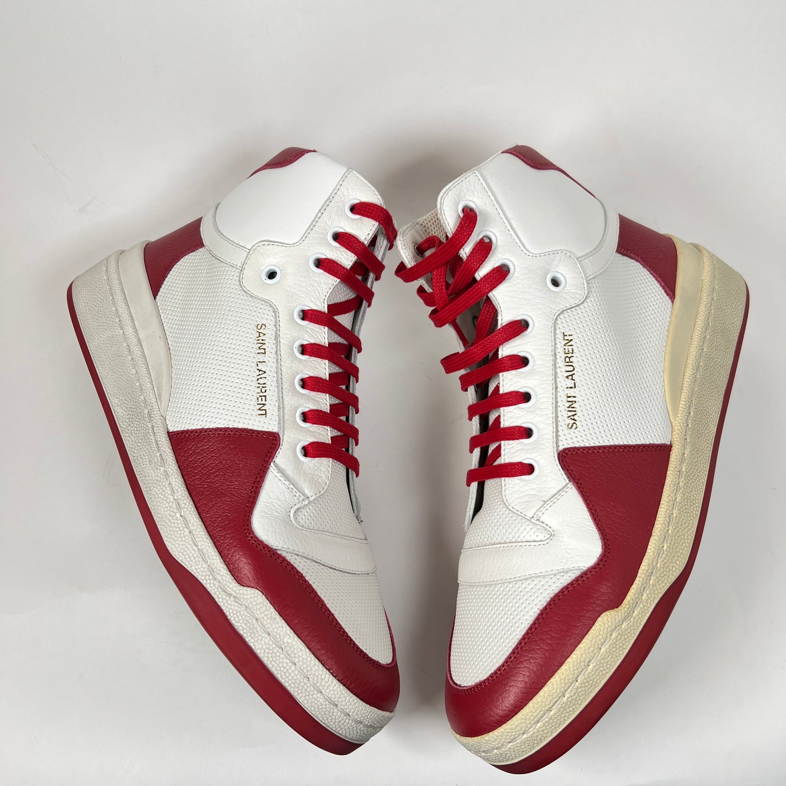 Saint Laurent Red/White SL24 High-Top Sneaker Size 41