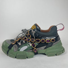 Gucci Green/Black Crystal Flashtrek Sneaker Size GG 10.5