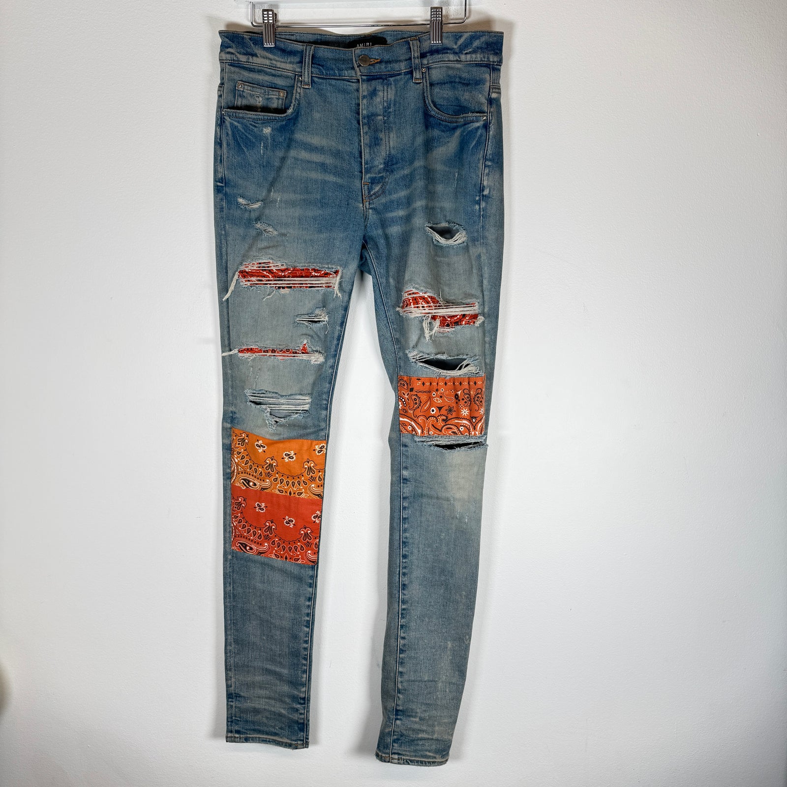 Amiri Orange Art Patch Jeans Size 32