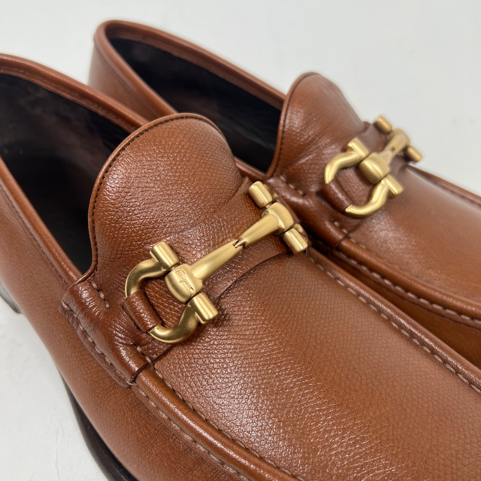 Salvatore Ferragamo Brown Leather Mason Loafers Size 8.5